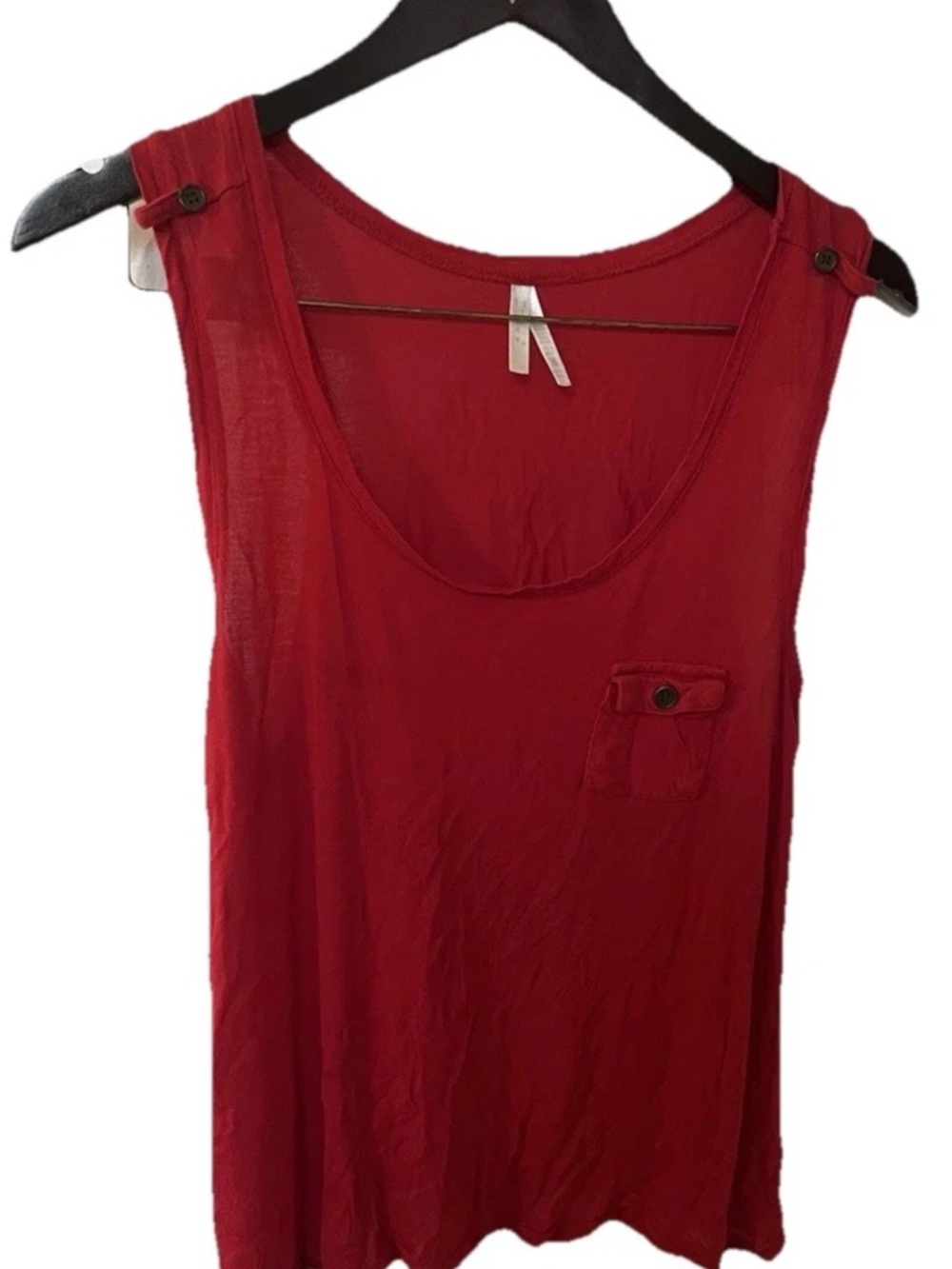 Col Story Red Scoop Neck Tank Top with Pocket - Women’s Medium